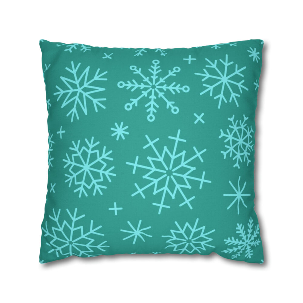 Teal Snowflakes Throw Pillow Covers