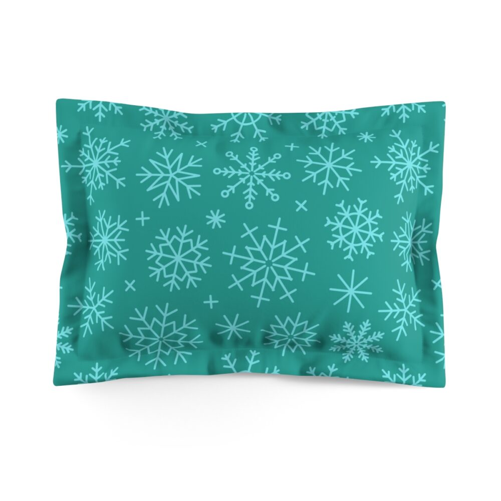 Cute Teal Snowflakes Pillow Shams