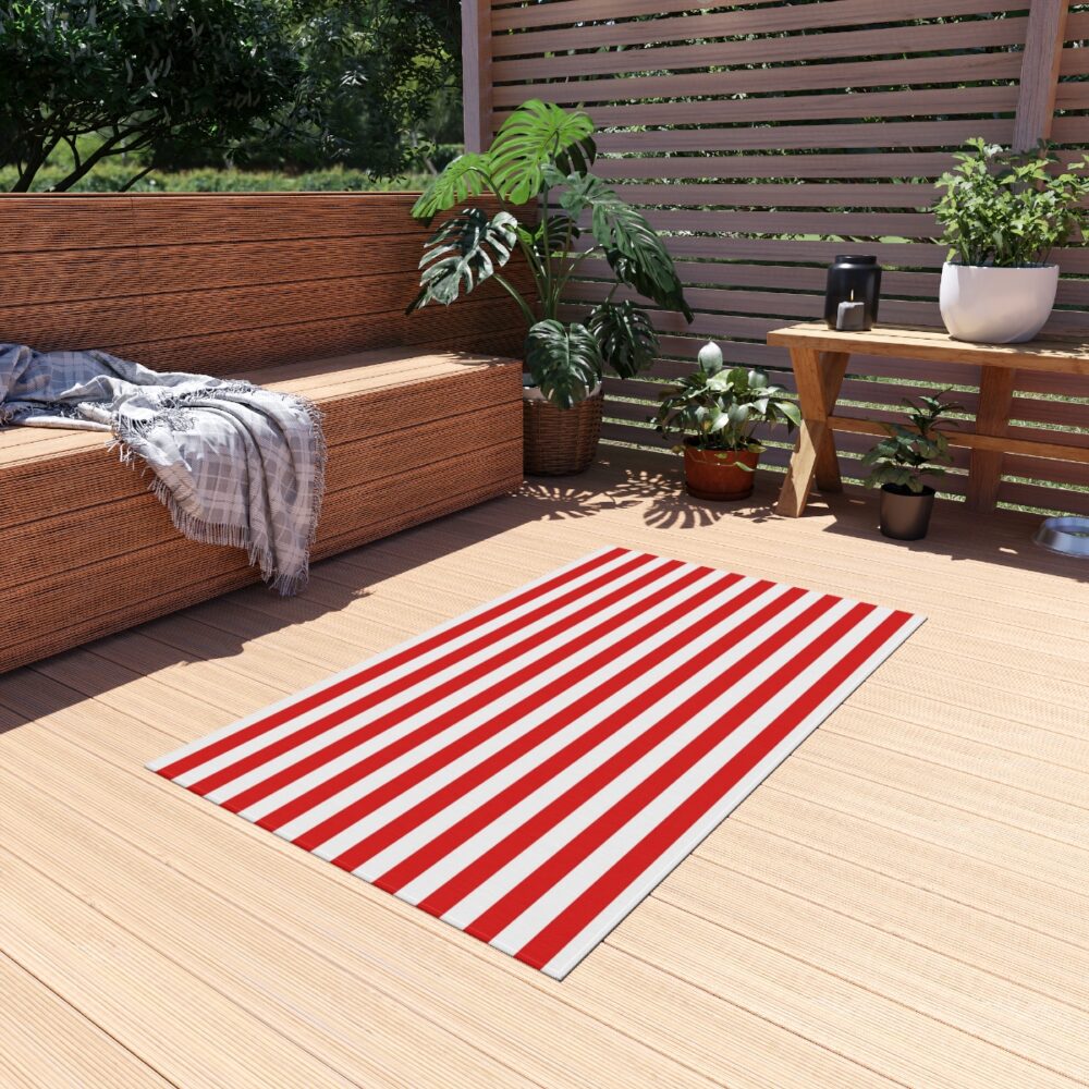 Red & White Striped Outdoor Rugs