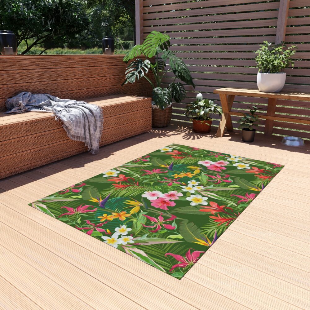 Green Tropical Outdoor Rugs 4 x 6