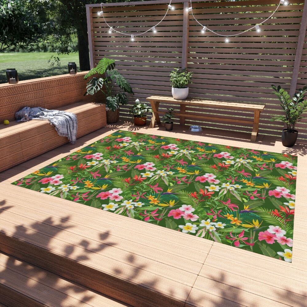 Green Floral Outdoor Rugs