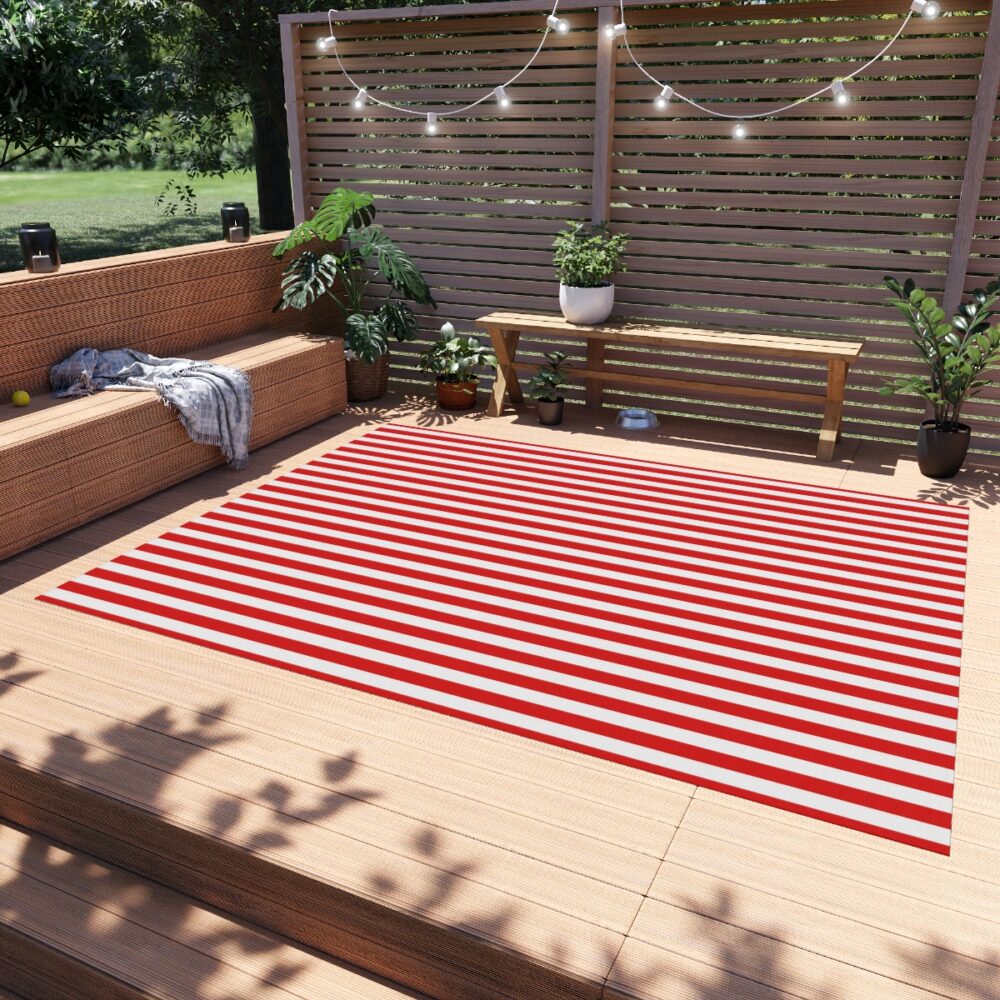 Red Striped Outdoor Rugs 8 x 10