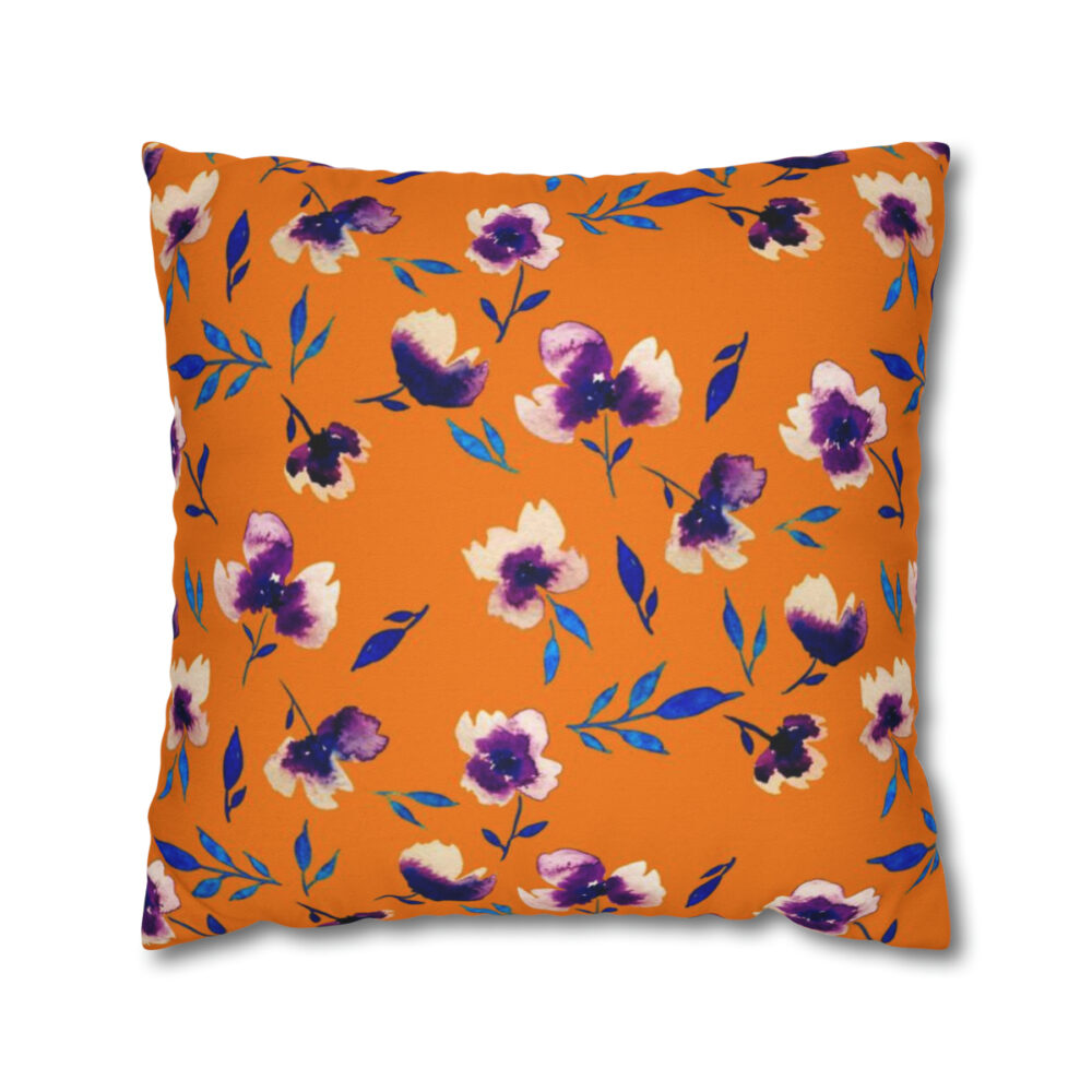 Orange Floral Pillow Covers