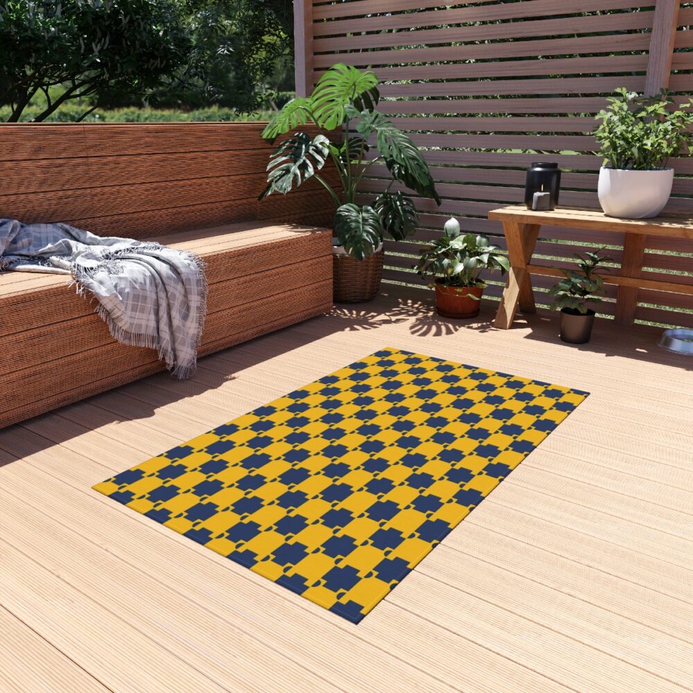 Blue & Yellow Checkered Rugs 3 x 5