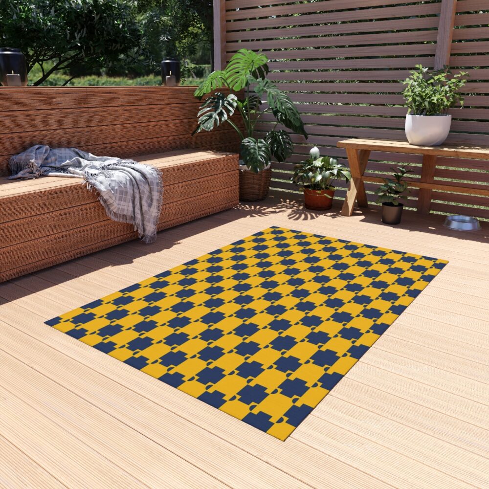 Blue & Yellow Checkered Rugs 4 x 6