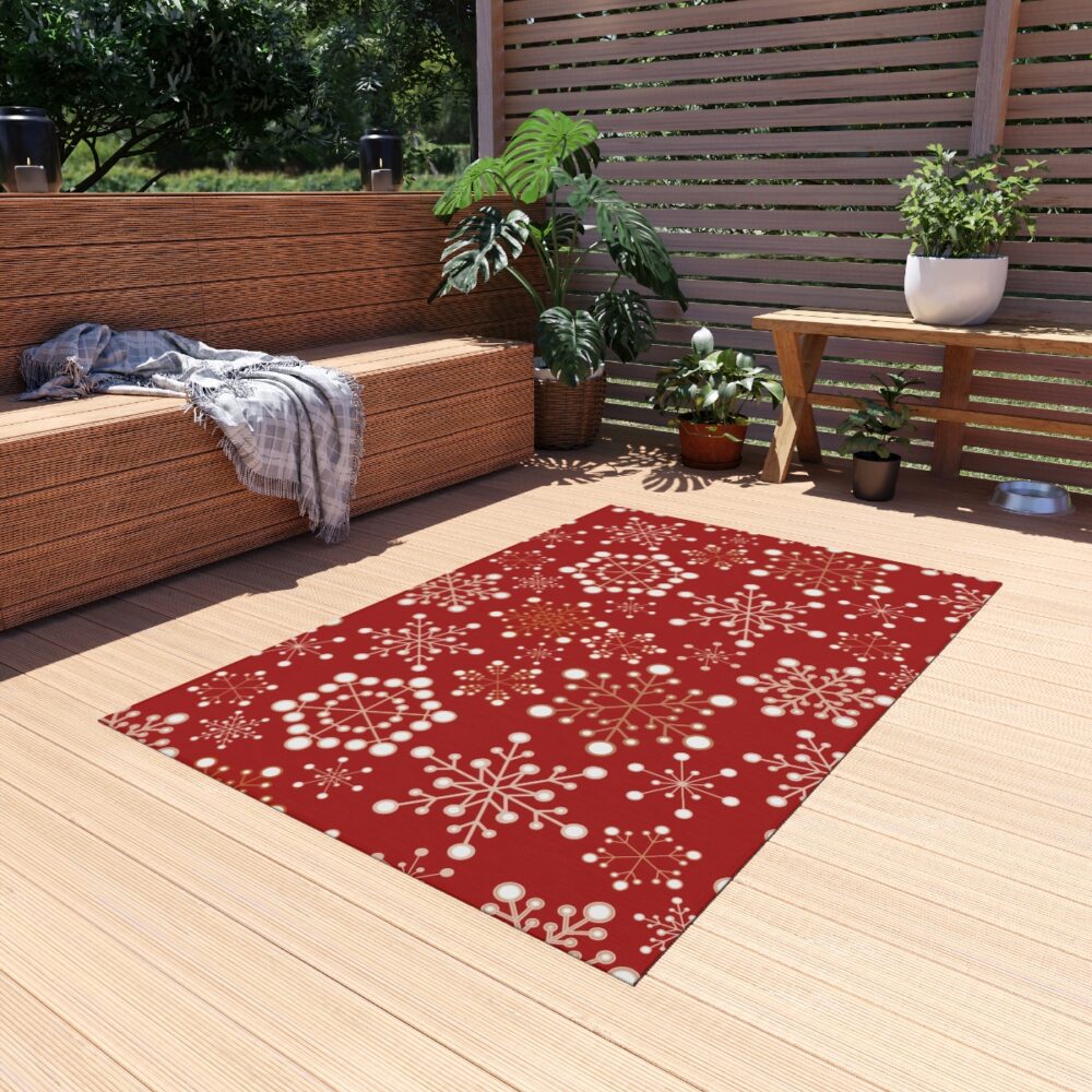 Red Snowflakes Outdoor Rugs