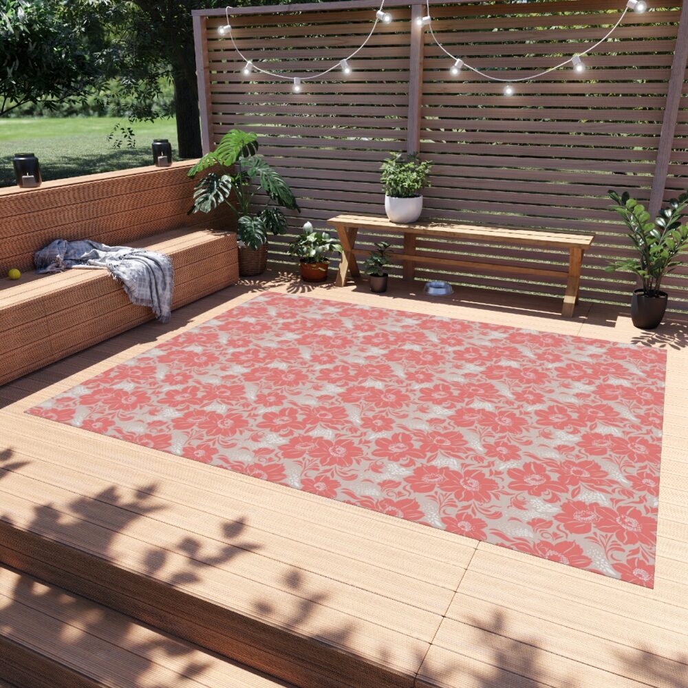 Red Floral Outdoor Rugs for Balcony