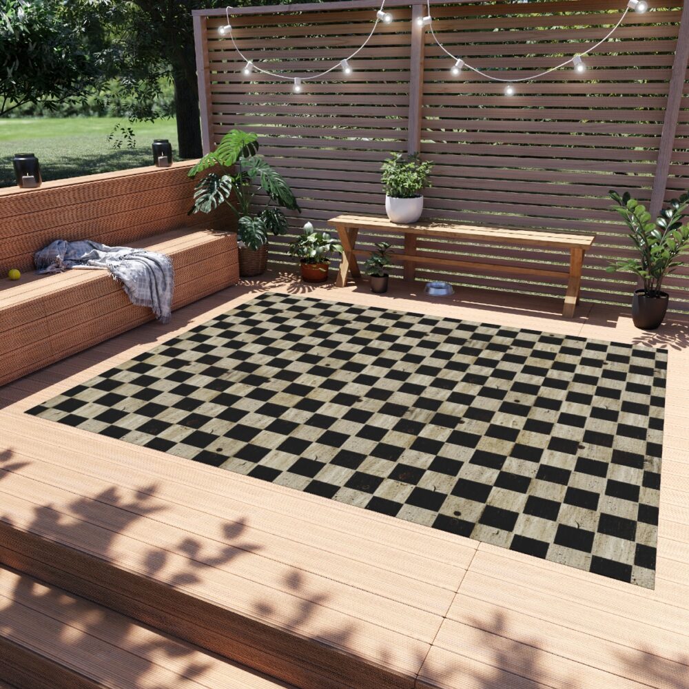 Black Chessboard Outdoor Rugs