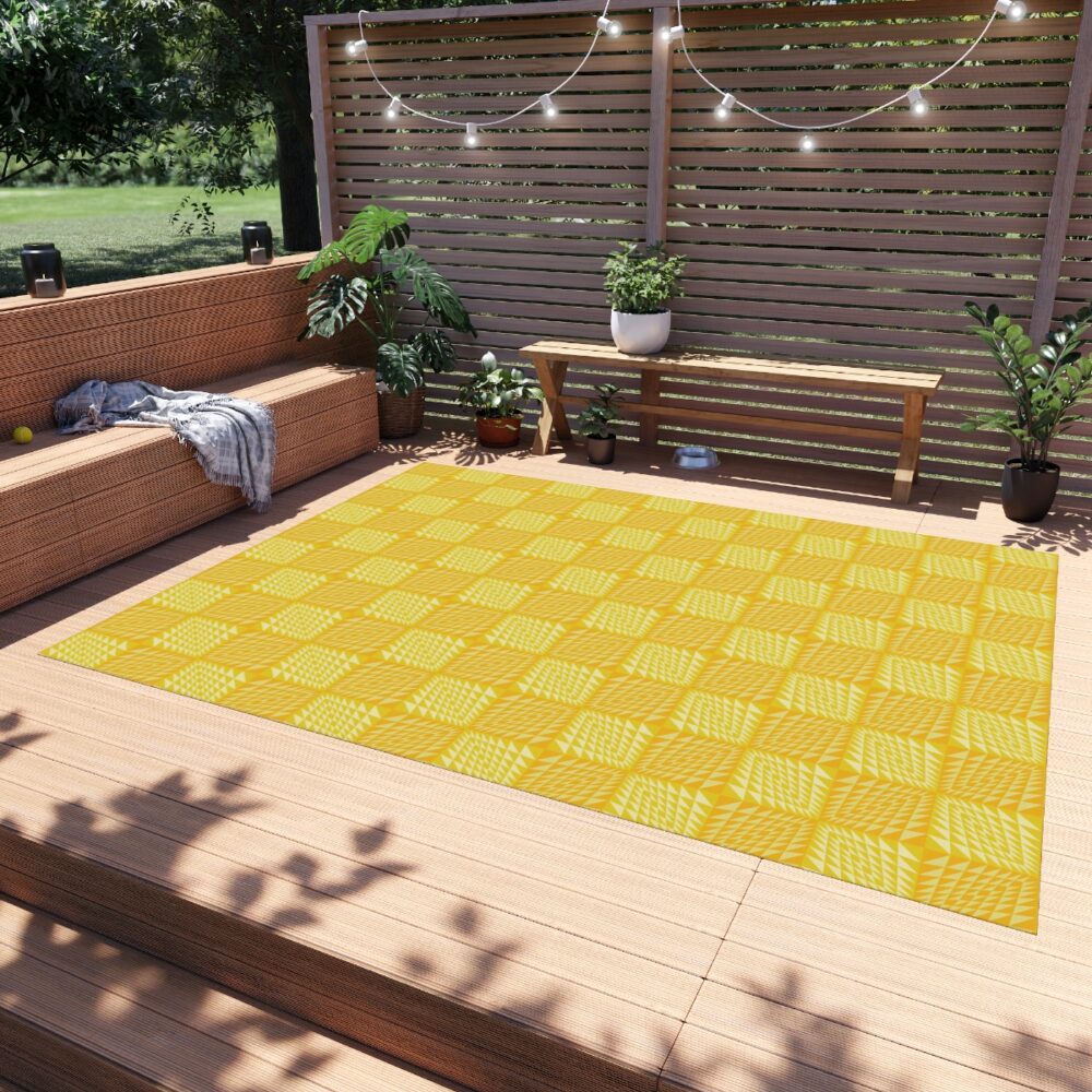 Yellow Checkered Outdoor Rugs 8 x 10