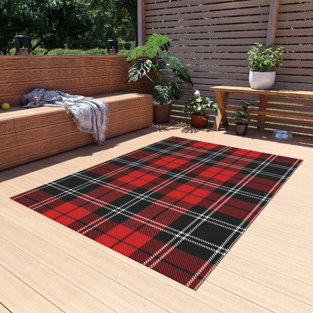 Red and Black Christmas Plaid Rugs 5 x 7 Ft