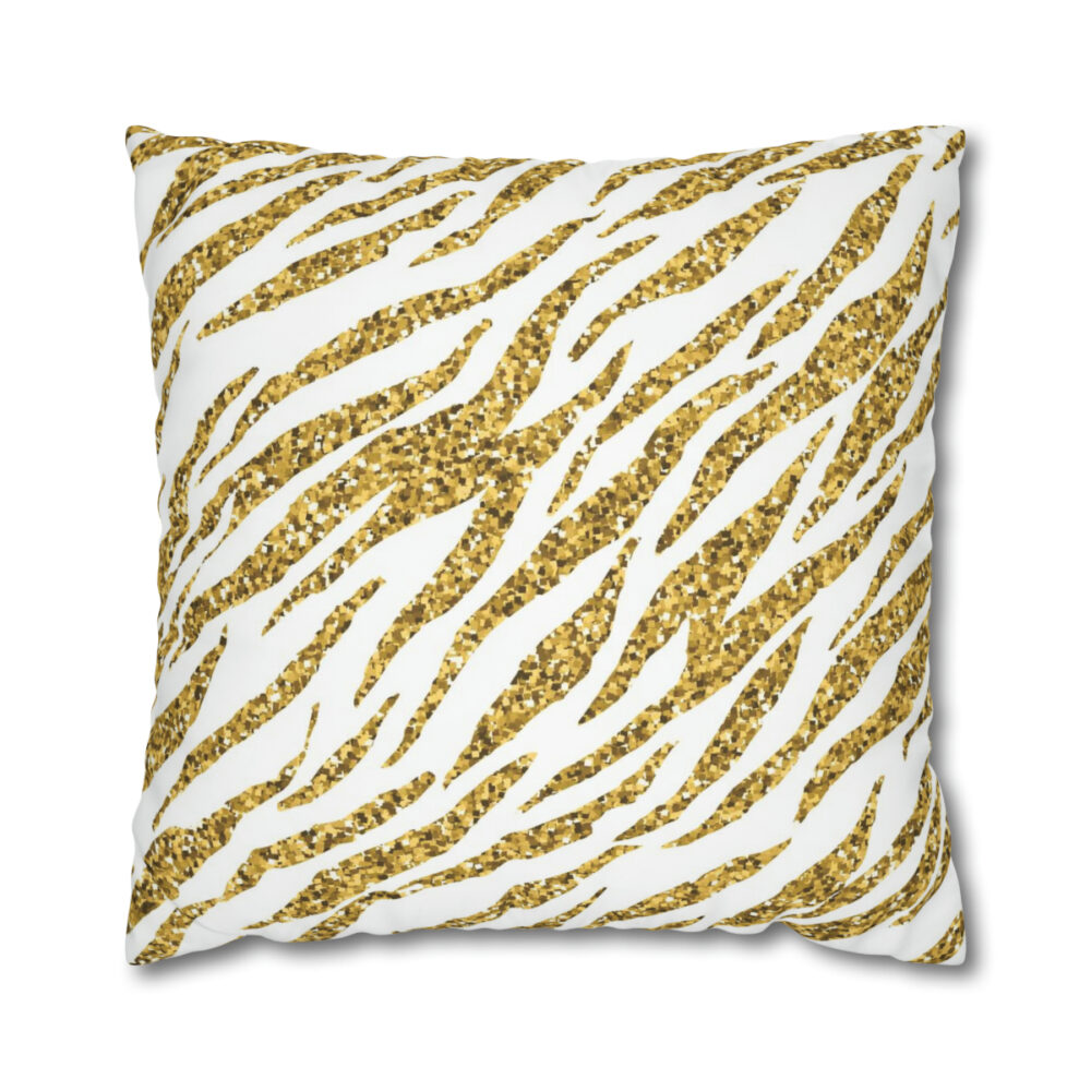 Gold and White Zebra Pillow Covers