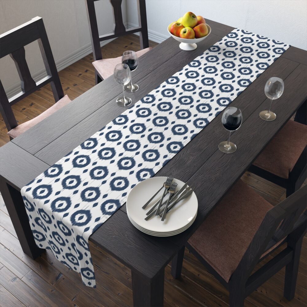 Navy Blue n White Ikat Table Runners