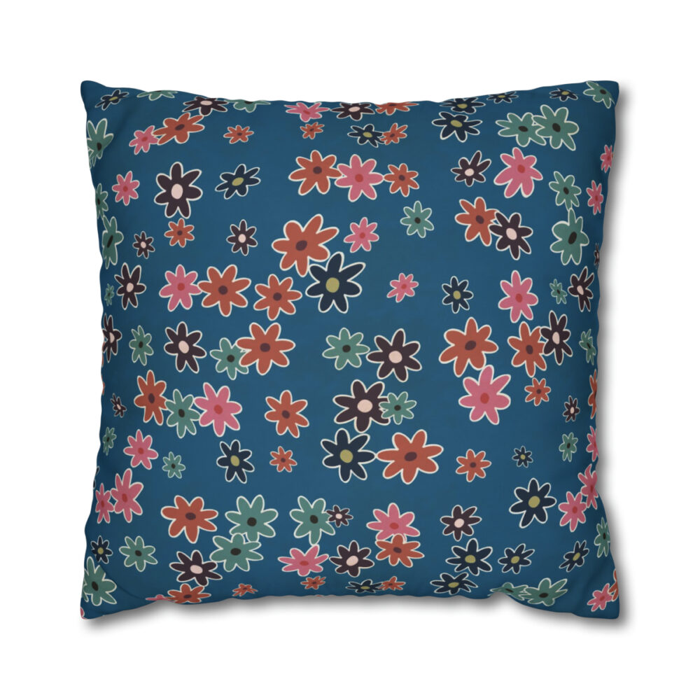 Denim Blue Floral Euro Shams